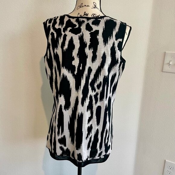 MING WANG ANIMAL PRINT MID LENGTH SCOOP NECK KNIT TANK TOP Sz M SOPHISTICATED - Picture 12 of 15